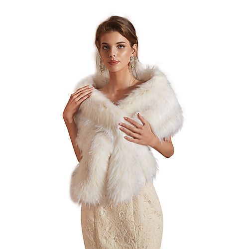 

Sleeveless Shawls Faux Fur Party / Evening Shawl & Wrap / Women's Wrap With Button