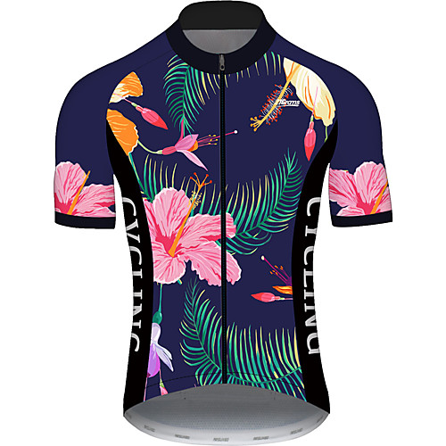 

21Grams Men's Short Sleeve Cycling Jersey PinkGreen Floral Botanical Bike Jersey Top Mountain Bike MTB Road Bike Cycling UV Resistant Breathable Quick Dry Sports Clothing Apparel / Stretchy