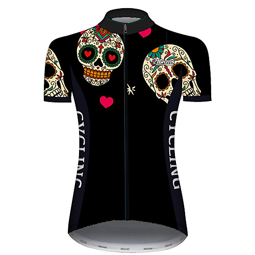 

21Grams Women's Short Sleeve Cycling Jersey Black / Red Heart Skull Bike Jersey Top Mountain Bike MTB Road Bike Cycling UV Resistant Breathable Quick Dry Sports Clothing Apparel / Stretchy / Race Fit