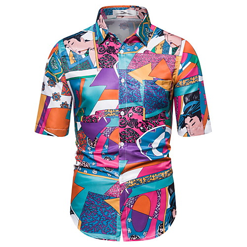 

Men's Cartoon Print Shirt Hawaiian Daily Red