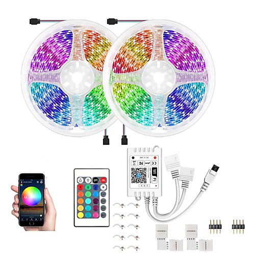 

32.8Ft 10M LED WiFi Wireless LED Light Strips RGB Tiktok Lights LED Smart Light Waterproof 5050 300LEDs With 24 Keys Remote Control Flexible Tape Lights Fits Alexa Google Home