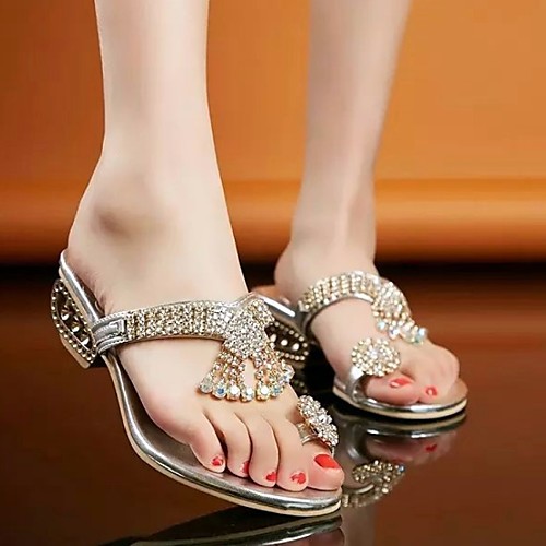 

Women's Sandals Summer Low Heel Open Toe Daily PU Gold / Silver