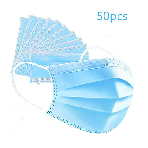 

50 pcs Face Mask Protection Nonwoven CE Certified Certification Waterproof Carrying High Quality Blue