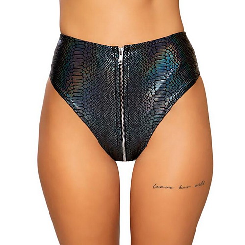 

Women's Basic Silver Black Swim Trunk Bikini Bottoms Swimwear Swimsuit - Solid Colored S M L Silver
