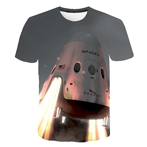

Men's T shirt Graphic 3D Print Short Sleeve Daily Tops Gray
