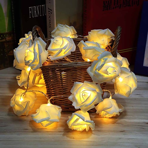 

Battery Powered 2M Rose 20 Led Flower String Lights Wedding Home Birthday Valentine's Day Event Party Garland Luminaria