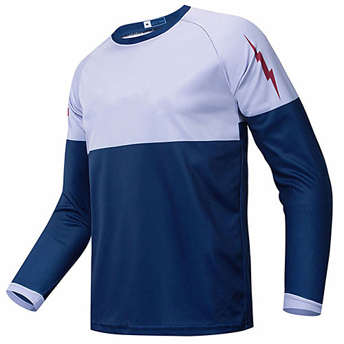 

21Grams Men's Long Sleeve Cycling Jersey Downhill Jersey Dirt Bike Jersey Spandex Blue / White Patchwork Solid Color Bike Jersey Top Mountain Bike MTB Road Bike Cycling UV Resistant Quick Dry