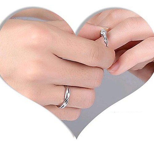 

Couple's Couple Rings 2pcs Silver Copper Wedding Engagement Jewelry Hollow Out