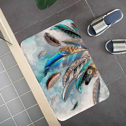 

1pc Modern Feather Pattern Bath Mats / Bath Rugs Coral Velve Geometric / Abstract 5mm Bathroom New Design