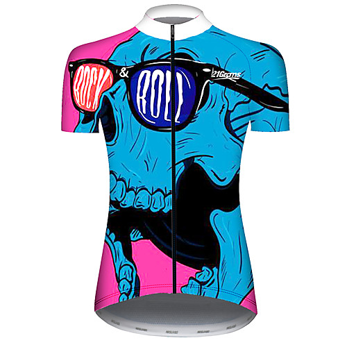 

21Grams Women's Short Sleeve Cycling Jersey RedBlue Novelty Skull Bike Jersey Top Mountain Bike MTB Road Bike Cycling UV Resistant Quick Dry Breathable Sports Clothing Apparel / Stretchy