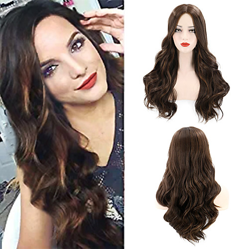 

Synthetic Wig Cosplay Wig Wavy Body Wave Halloween Christmas Middle Part Wig Long Brown Synthetic Hair 26inch Women's Cosplay Soft Adjustable Brown / Heat Resistant / Heat Resistant