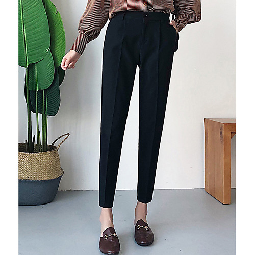 

Women's Basic Loose Harem Pants - Solid Colored Black Beige XS / S / M