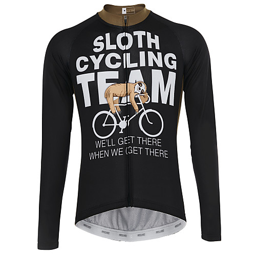 

21Grams Animal Sloth Men's Long Sleeve Cycling Jersey - Black Bike Jersey Top UV Resistant Breathable Quick Dry Sports Winter 100% Polyester Mountain Bike MTB Road Bike Cycling Clothing Apparel