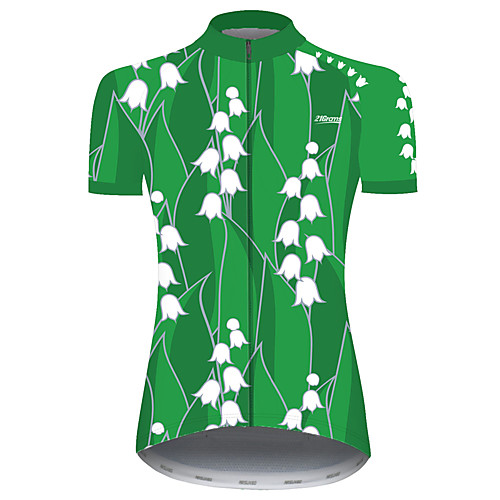

21Grams Women's Short Sleeve Cycling Jersey Green Patchwork Solid Color Floral Botanical Bike Jersey Top Mountain Bike MTB Road Bike Cycling UV Resistant Quick Dry Breathable Sports Clothing Apparel
