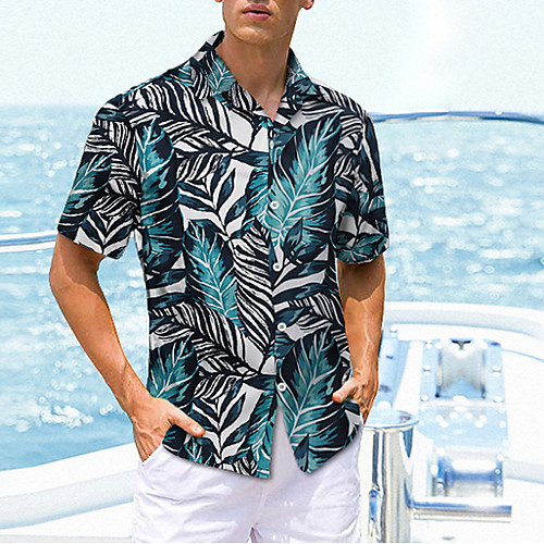 

Men's Geometric Shirt Sports Blue / Short Sleeve
