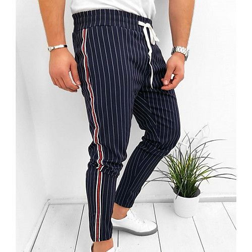 

Men's Basic Loose Chinos Pants - Striped Drawstring Black Royal Blue Gray US34 / UK34 / EU42 / US36 / UK36 / EU44 / US38 / UK38 / EU46