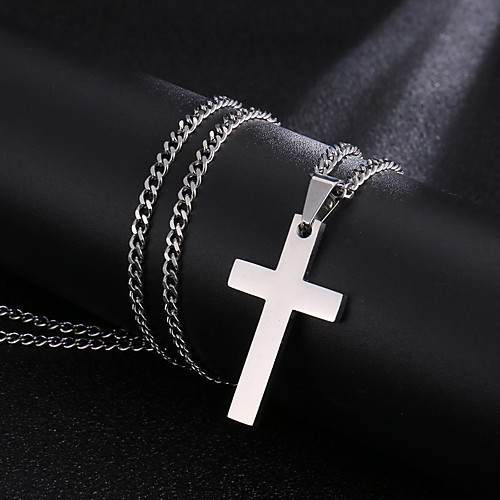 

Personalized Customized Necklace Name Necklace Titanium Steel Classic Name Engraved Cross Gift Festival 1pcs Black Gold Silver / Laser Engraving