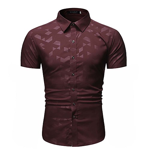 

Men's Geometric Graphic Shirt Daily Black / Red / Navy Blue / Short Sleeve