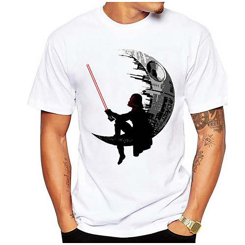 

Men's T shirt Geometric Plus Size Short Sleeve Daily Tops White