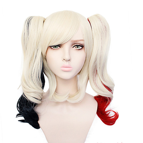 

Harley Quinn Cosplay Wigs Women's With 2 Ponytails 12 inch Heat Resistant Fiber Curly Multi-color Adults' Anime Wig