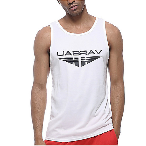 

Men's Graphic Letter Tank Top - Cotton Sports Round Neck White / Black / Gray / Sleeveless