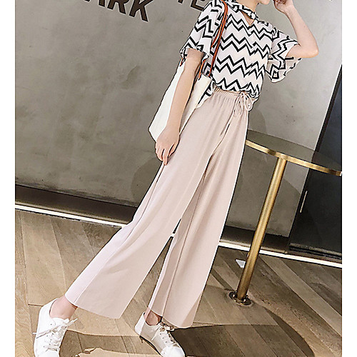 

Women's Sporty Loose Sweatpants Pants - Solid Colored Black Khaki Beige S / M / L