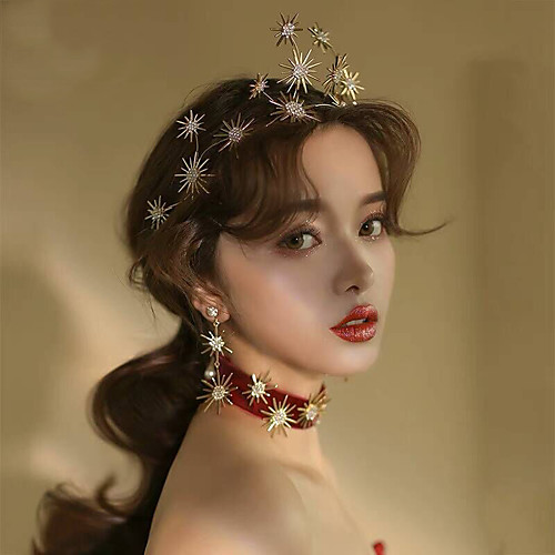 

Women's Bridal Jewelry Sets Star Elegant Vintage Fur Earrings Jewelry Burgundy For Party Daily 1 set