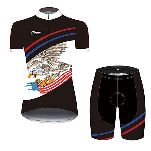 

21Grams Women's Short Sleeve Cycling Jersey with Shorts Spandex Black / Red American / USA Eagle National Flag Bike Quick Dry Breathable Sports American / USA Mountain Bike MTB Road Bike Cycling