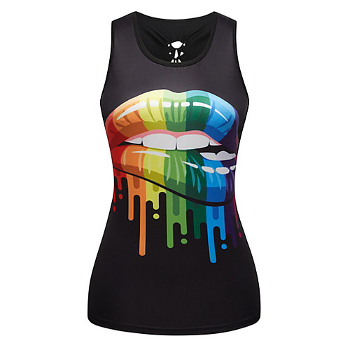 

Women's 3D Print Racerback Tank Top Daily Black