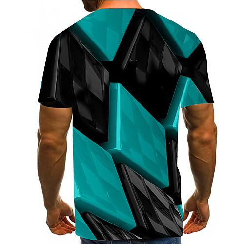 

Men's Plus Size Geometric 3D Pleated Print T-shirt Street chic Exaggerated Daily Going out Round Neck Blue / Purple / Red / Yellow / Orange / Green / Light Green / Rainbow / Short Sleeve