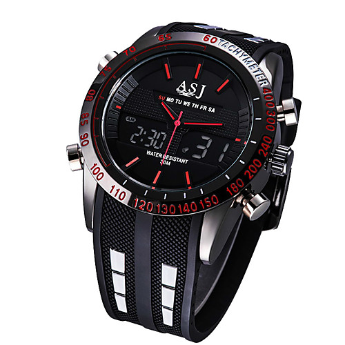 

ASJ Men's Digital Watch Japanese Digital Silicone Black Water Resistant / Waterproof Alarm LCD Analog - Digital Fashion - Red Blue White One Year Battery Life / Stopwatch / SSUO SR626SWCR2025