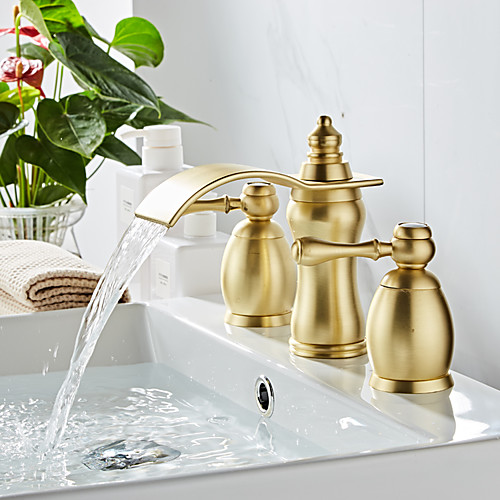 

Bathroom Sink Faucet - Waterfall Painted Finishes Widespread Two Handles Three HolesBath Taps