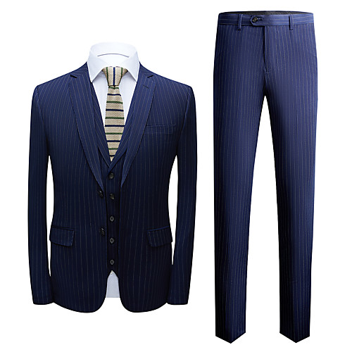 

Tuxedos Tailored Fit Notch Single Breasted Two-buttons Polyester Stripes / British / Fashion