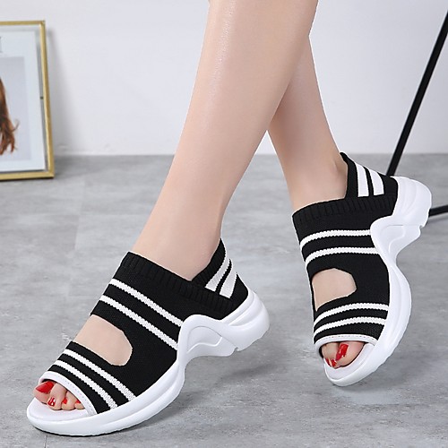 

Women's Sandals Flat Sandal Summer Flat Heel Open Toe Daily Knit White / Black