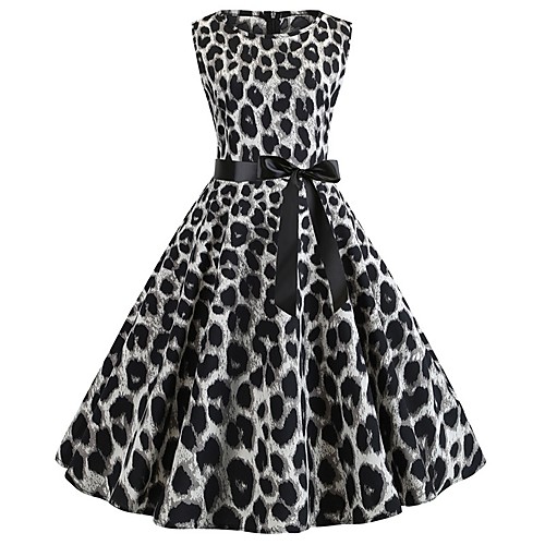 

Women's Sheath Dress Knee Length Dress Black Brown Gray Sleeveless Print Summer Round Neck Casual 2021 S M L XL XXL