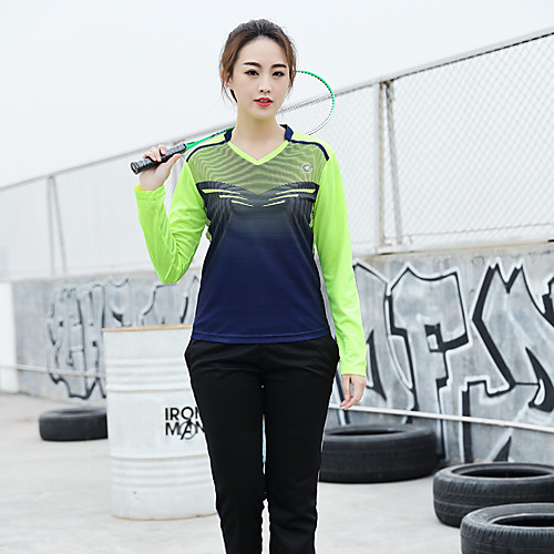 

Women's Tennis Badminton Table Tennis Sweatshirt and Pants Clothing Suit Long Sleeve Quick Dry Breathable Soft Sports Outdoor Autumn / Fall Spring Yellow Green Dark Navy / High Elasticity