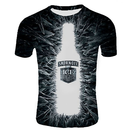 

Men's 3D Beer Print T-shirt Basic Daily Going out Round Neck Black / Blue / Purple / Blushing Pink / Gold / Short Sleeve