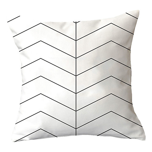 

Set of 5 Polyester Pillow Cover, Striped Geometric Simple Classic Square Traditional Classic Throw Pillow