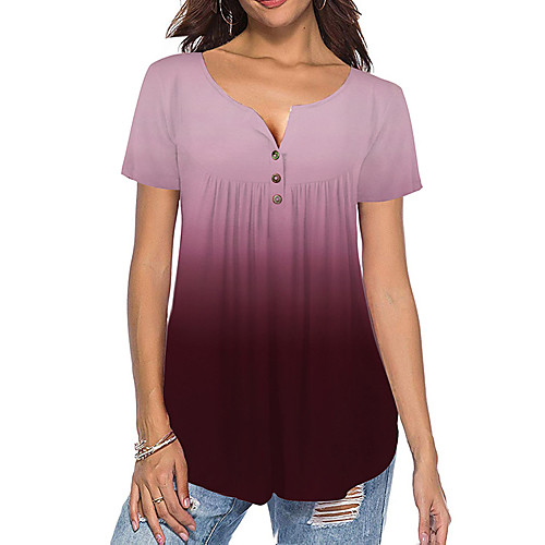 

Women's Plus Size Color Block Solid Colored Print T-shirt Daily Going out Black / Red / Green