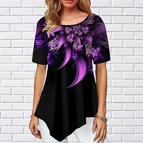 

Women's Geometric Print T-shirt Daily Black