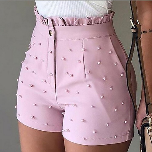 

Women's Basic Loose Shorts Pants - Solid Colored White Black Blushing Pink S / M / L