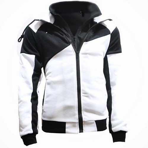 

Men's Hoodie Zip Up Hoodie Color Block Hooded Casual Hoodies Sweatshirts White Blue Red