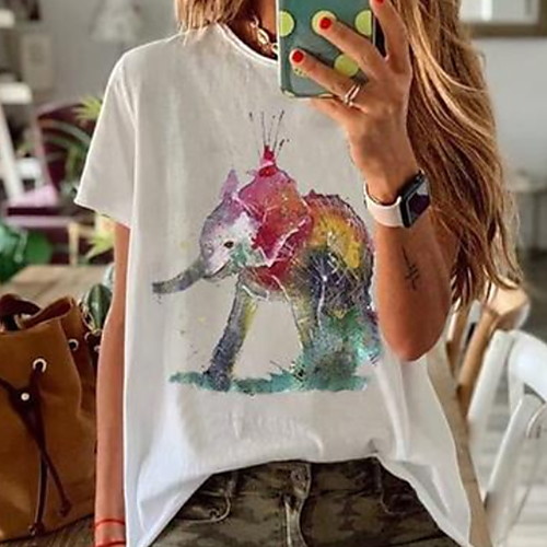 

Women's Floral Print T-shirt Daily White / Blue / Yellow / Fuchsia / Green