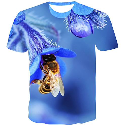 

Men's Plus Size 3D Graphic Print T-shirt Street chic Daily Round Neck Rainbow / Short Sleeve / Animal