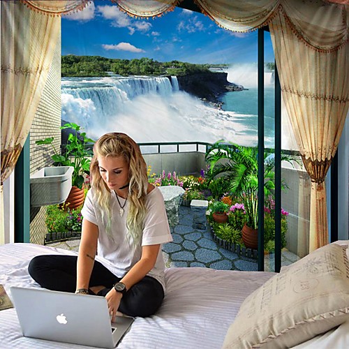 

Window Landscape Wall Tapestry Art Decor Blanket Curtain Picnic Tablecloth Hanging Home Bedroom Living Room Dorm Decoration Polyester Lake Rive Forest Mountain Waterfall