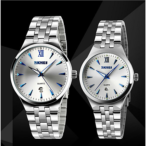 

SKMEI Couple's Dress Watch Analog Quartz Japanese Quartz Luxury Water Resistant / Waterproof Calendar / date / day Noctilucent / Stainless Steel / Stainless Steel / Two Years