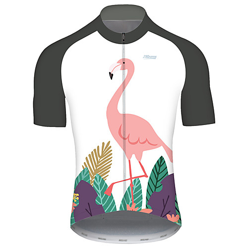 

21Grams Men's Short Sleeve Cycling Jersey Red / White Flamingo Floral Botanical Animal Bike Jersey Top Mountain Bike MTB Road Bike Cycling UV Resistant Breathable Quick Dry Sports Clothing Apparel