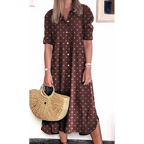 

Women's Shift Dress Maxi long Dress Blue Wine Khaki Gray Short Sleeve Geometric Round Neck Hot Elegant S M L XL XXL 3XL 4XL 5XL