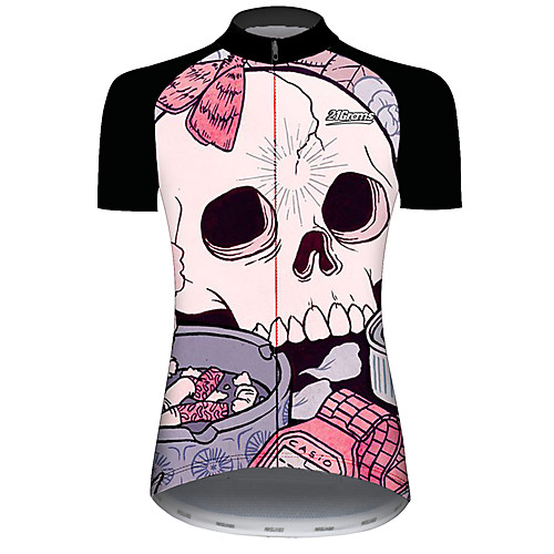 

21Grams Women's Short Sleeve Cycling Jersey Black / Red Novelty Skull Bike Jersey Top Mountain Bike MTB Road Bike Cycling UV Resistant Quick Dry Breathable Sports Clothing Apparel / Stretchy
