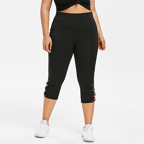

Women's Basic Plus Size Slim Chinos Pants - Solid Colored Low Waist Black XL / XXL / XXXL